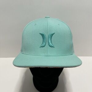Hurley Mint Green Snapback Hat with Tropical Print Under Brim Adjustable Cap